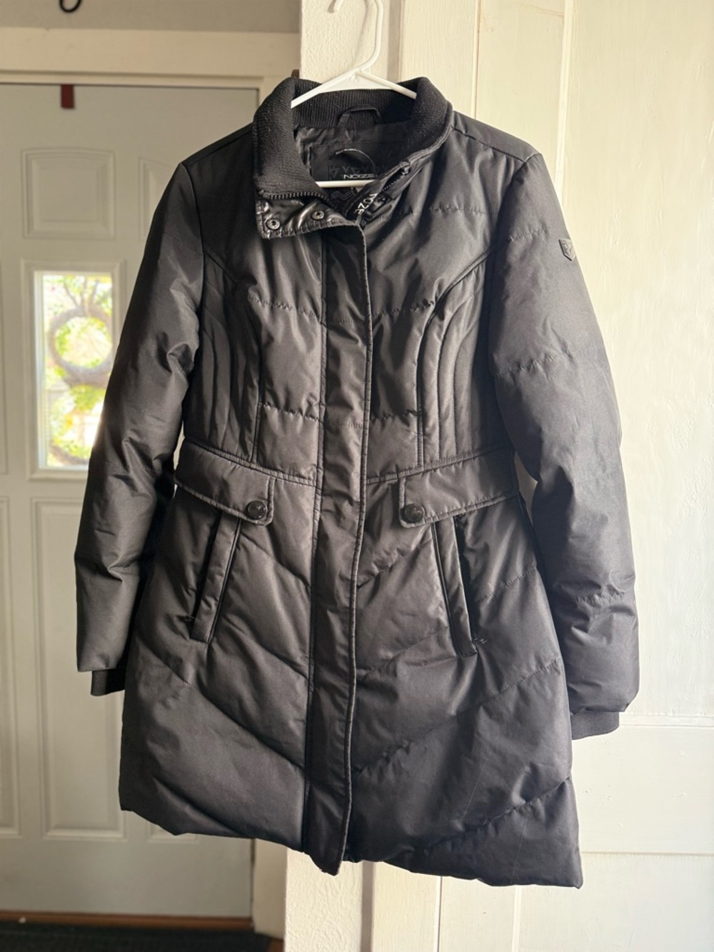 Noize Black Mid-Length Quilted Puffer Coat